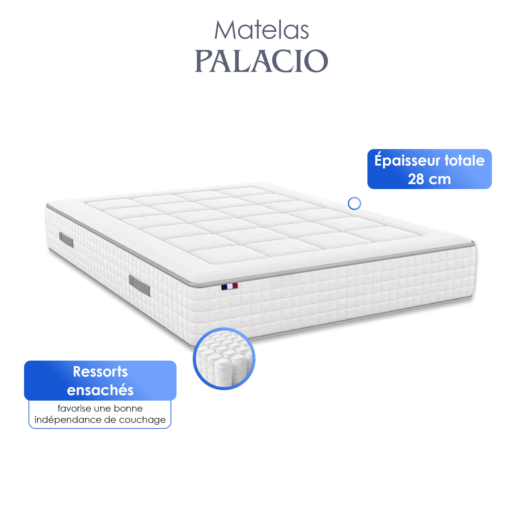 Matelas PALACIO ressorts ensachés 28 cm