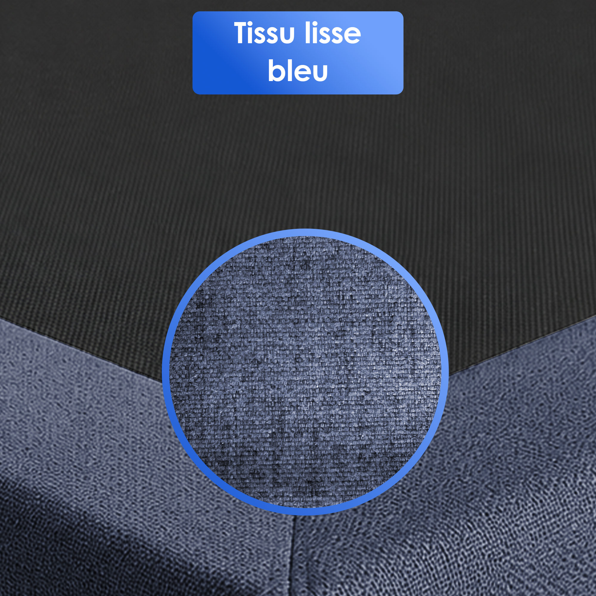 Détails des finitions et du tissu décoratif du sommier tapissier