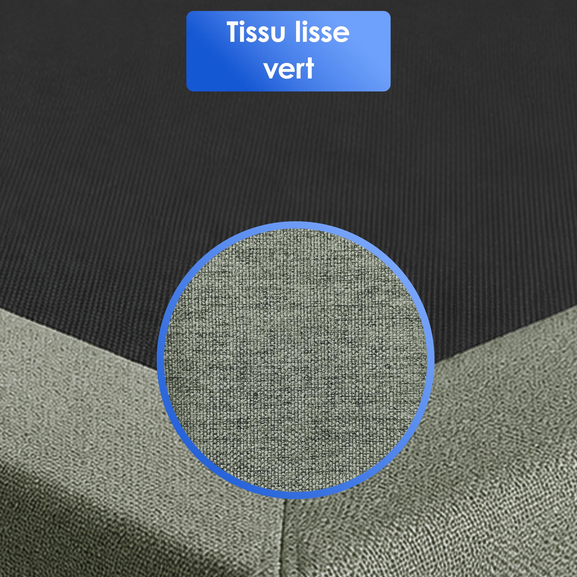 Détails des finitions et du tissu décoratif du sommier tapissier