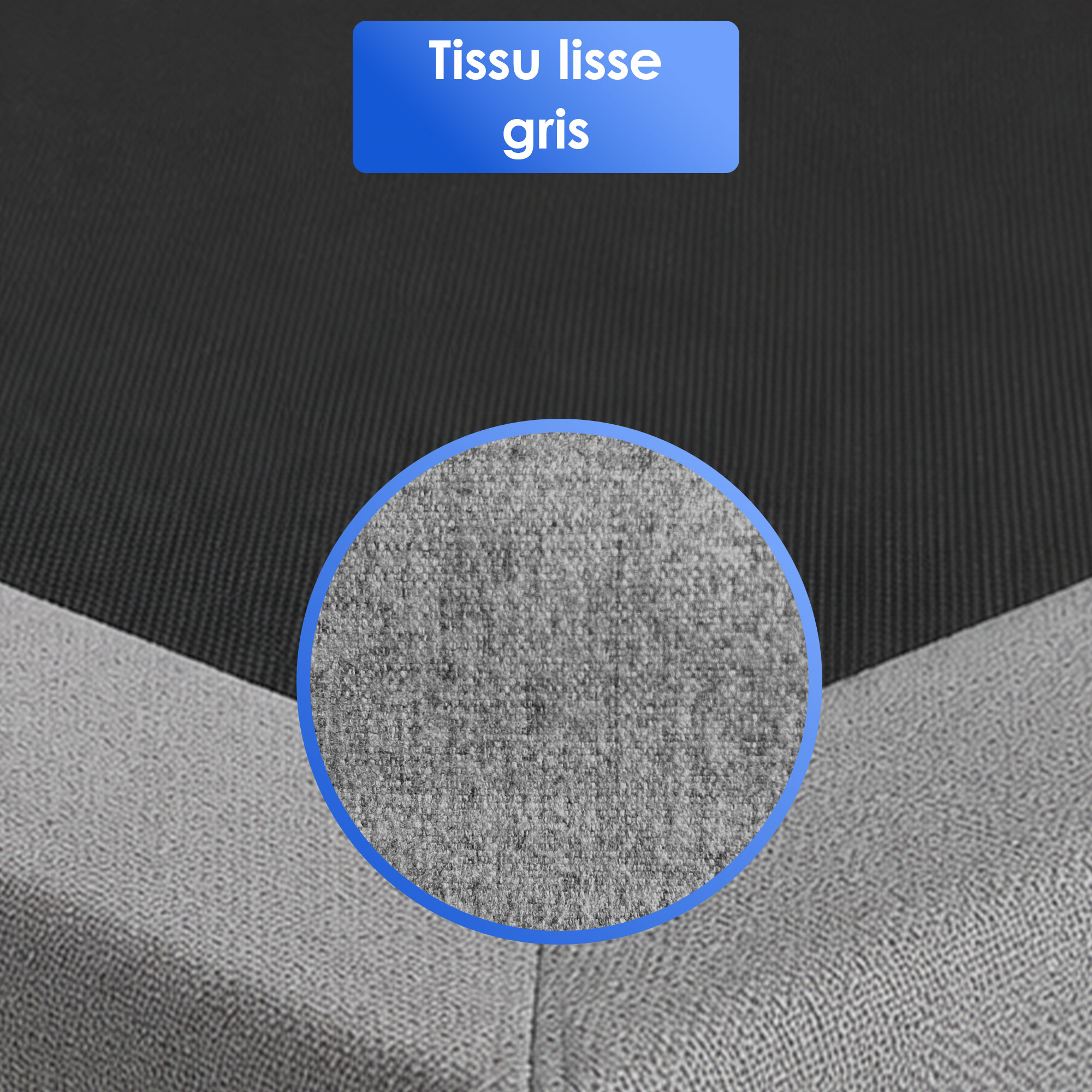Détails des finitions et du tissu décoratif du sommier tapissier